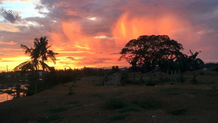 Beautiful red sunset captured after rain in the Philippines