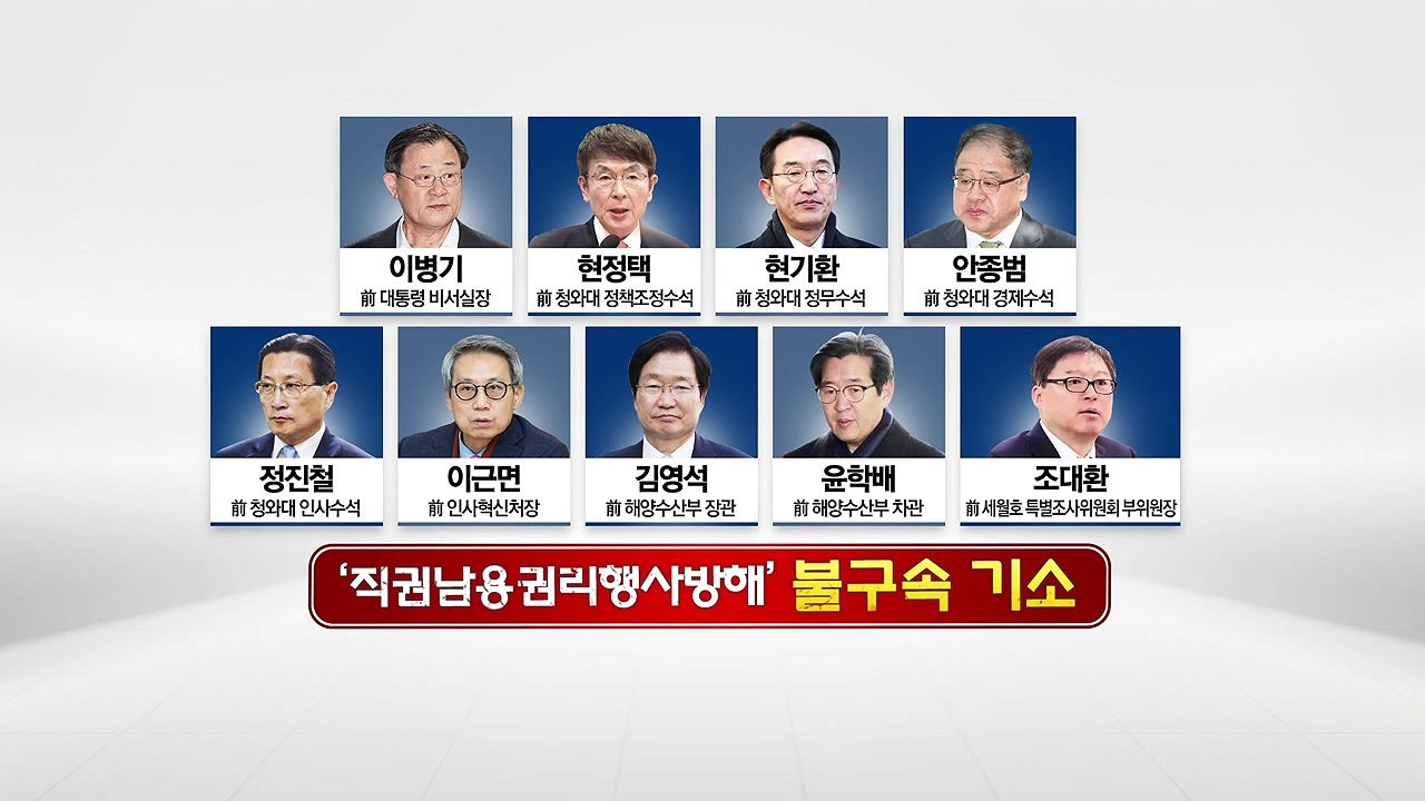 검찰, '세월호 특조위 방해' 이병기 등 무더기 기소..."박근혜, 증거 부족 제외"...