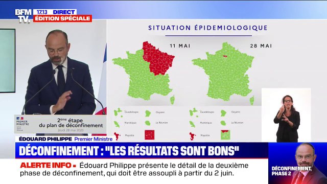 Situation épidémiologique: selon Philippe, tous les indicateurs sont au vert, à l'exception de deux deux départements, le Val-d'Oise et Mayotte