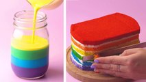 How To Make Rainbow Cake Decorating Ideas - So Yummy Cake Recipes - Tasty Plus