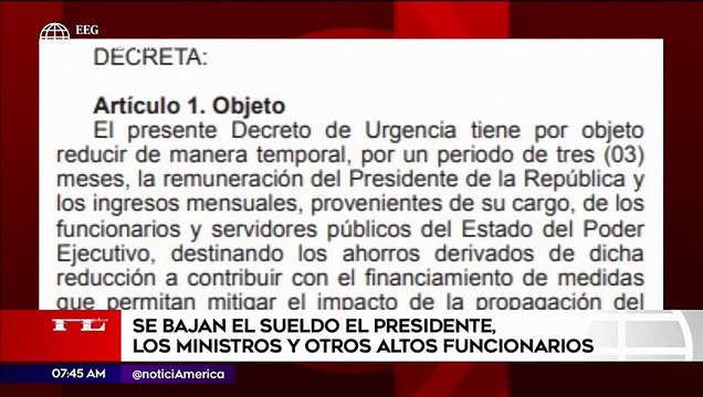 Primera Edición: Ejecutivo oficializa reducción de sueldos de altos funcionarios