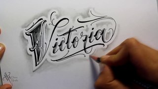 Dibujando letras Chicanas ✍️ haciendo LETTERING Nombre de VICTORIA - Nosfe Ink Tattoo