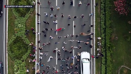 Aerial footage of #JunkTerrorBill protest in UP Diliman