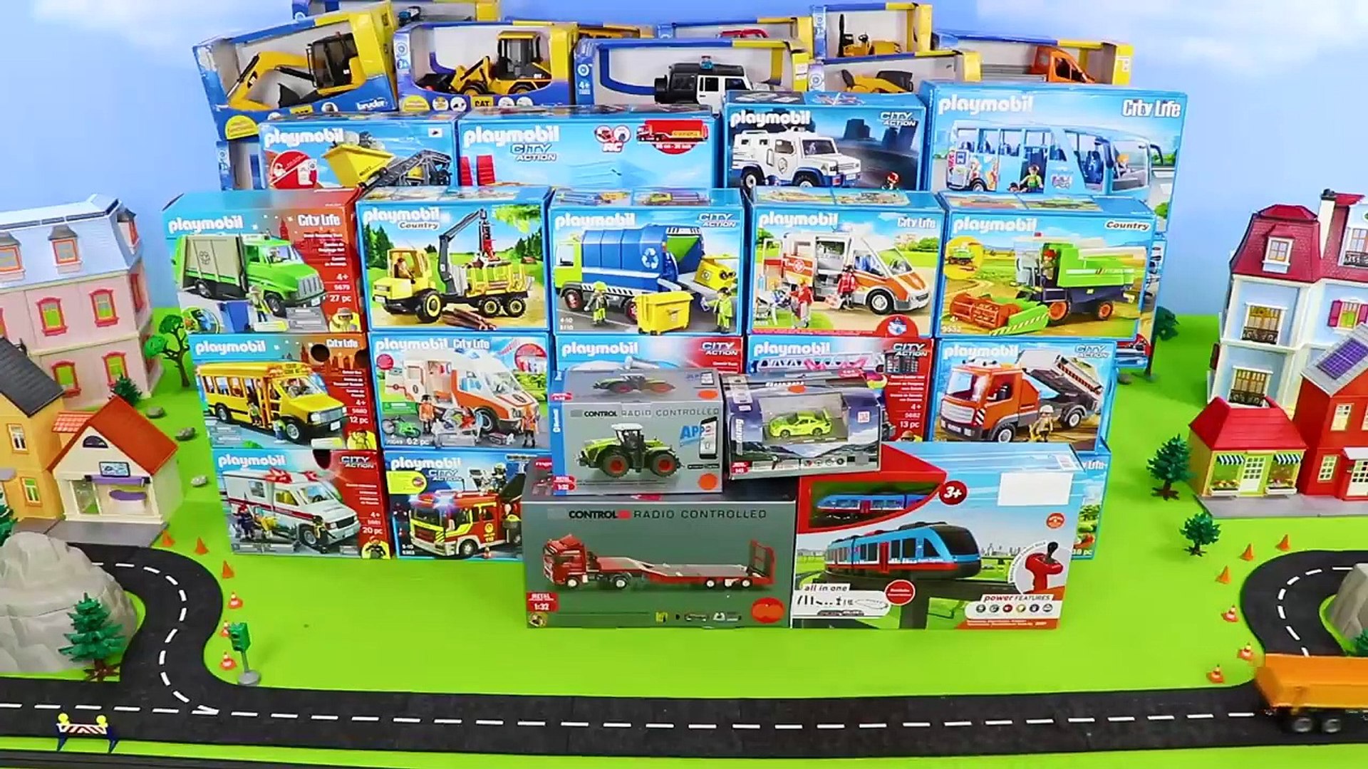 fire truck tractor excavator police cars