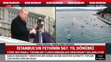 İstanbul'un Fethi'nin 567. yıl dönümü! Boğaz'da Türk bayraklı gemiler Cumhurbaşkanı Erdoğan'ı selamladı