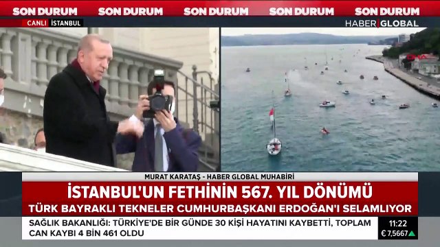 İstanbul'un Fethi'nin 567. yıl dönümü! Boğaz'da Türk bayraklı gemiler Cumhurbaşkanı Erdoğan'ı selamladı