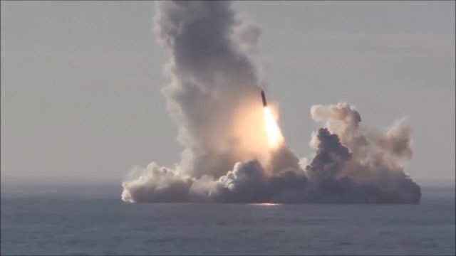 Russian Nuclear Submarine “Yuri Dolgoruky” (K-535) Sub-Sea Launch Four “Bulava” Missile.