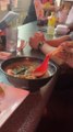 Guy Uses Chopsticks To Hold Soup Spoon and Drinks Soup Off it