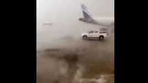 Heavy winds, rain at Bengaluru airport move car parked on tarmac