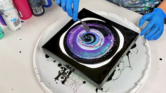 New GALAXY Pour Violet Open Cup Acrylic Pouring -Cells without Silicone - Fluid Art - Abstract Art