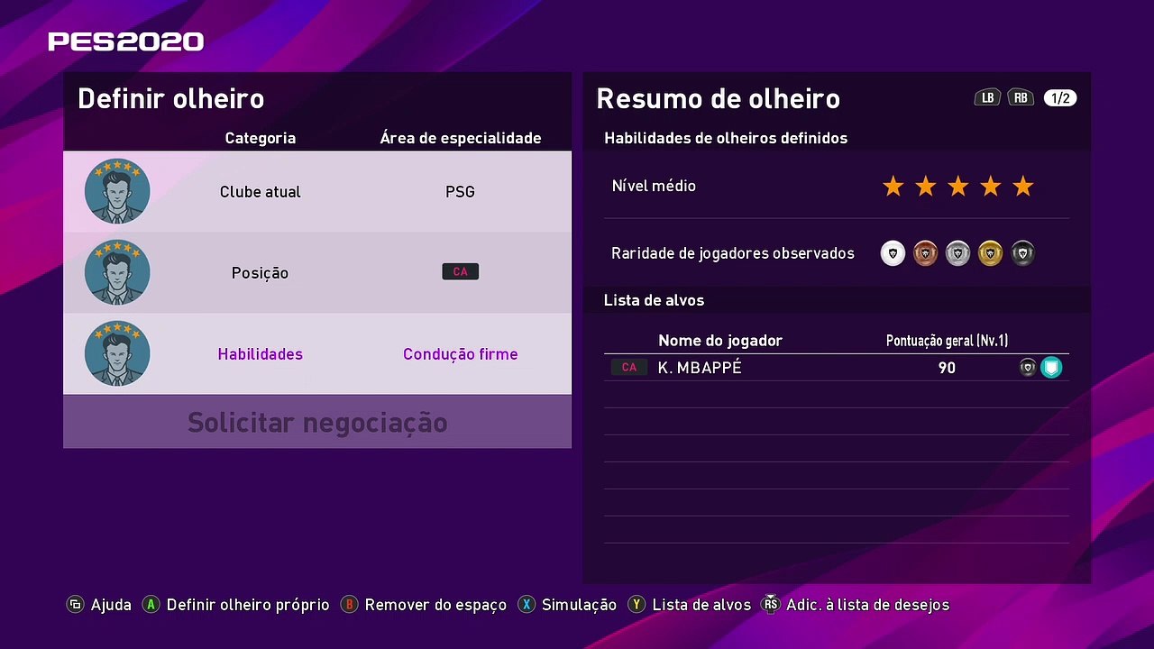 eFootball PES2020 - Combinação de olheiros pra contratar K. Mbappé