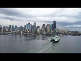 Drone Captures Magnificent Ferry Making its way to Shore in Seattle