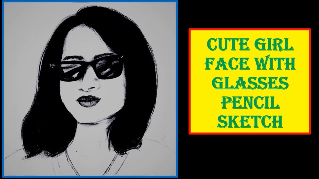 Cute Girl face with Glasses Pencil sketch || pencil sketch