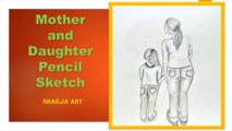 Mother and Daughter || pencil sketch || how to draw easy pencil drawing
