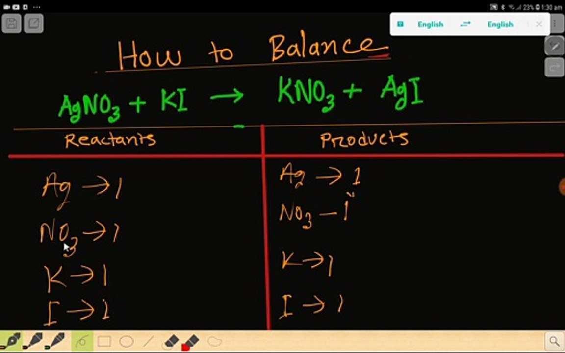 How to Balance AgNO3+KI=AgI+KNO3