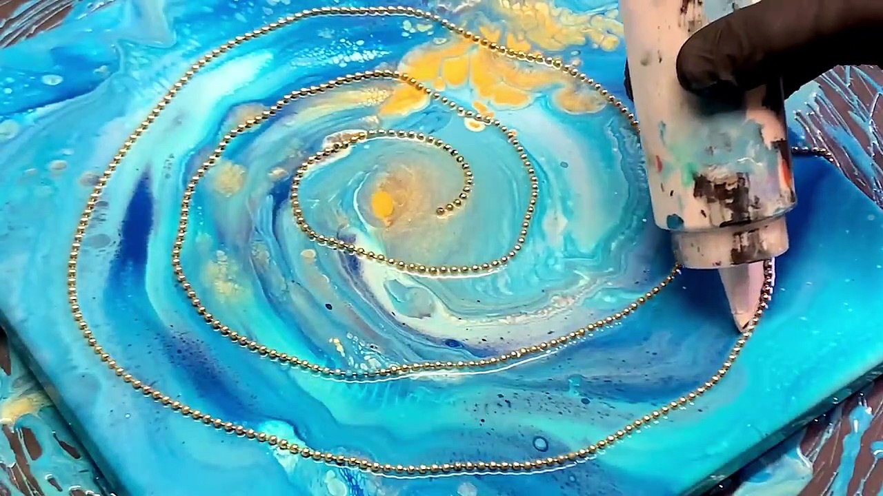 String _ Chain Pull Painting _ SATISFYING OCEAN WAVES _ Fluid Art ...