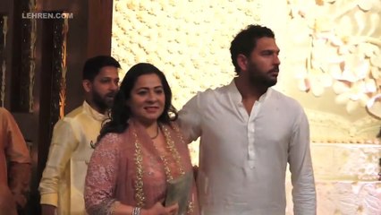 Indian Cricketers With Family At Ambani's Ganesh Puja 2019