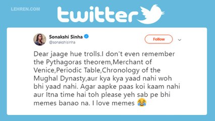 Sonakshi Sinhas SARCASTIC REPLY To TROLLS After Ramayana Episode