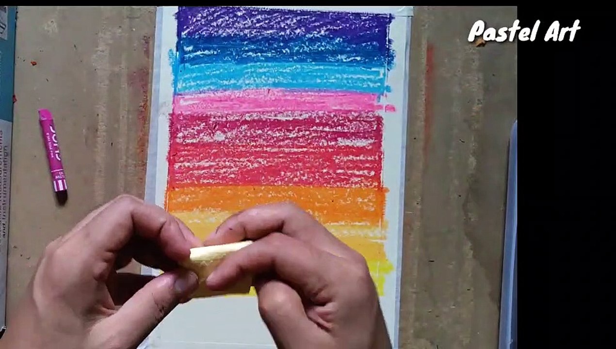 Easy Sunset Scenery Drawing With Oil Pastels Beginner Step By Step Video Dailymotion