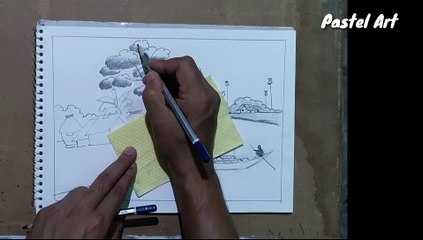 Descargar video: pencil sketch scenery drawing easy for beginner step by step