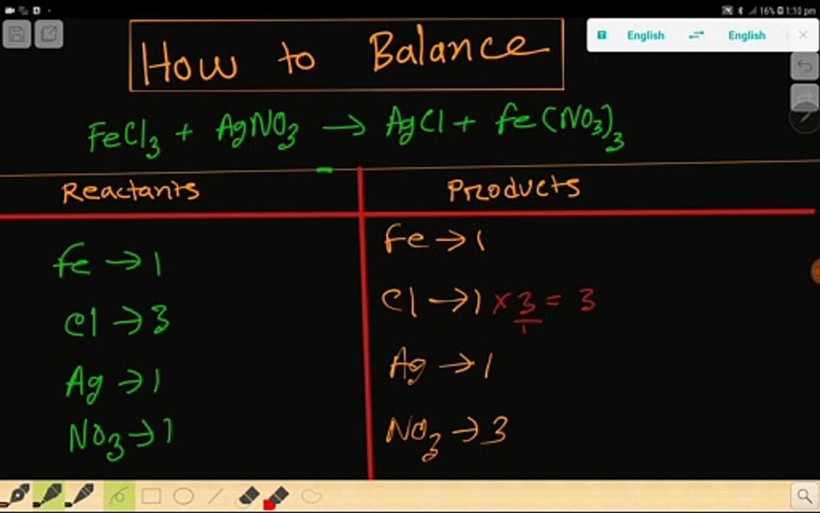 How to Balance FeCl₃+AgNO₃→AgCl +Fe(NO₃)₃