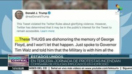 EEUU: Twitter etiqueta tuit de Trump por "incitación a la violencia"