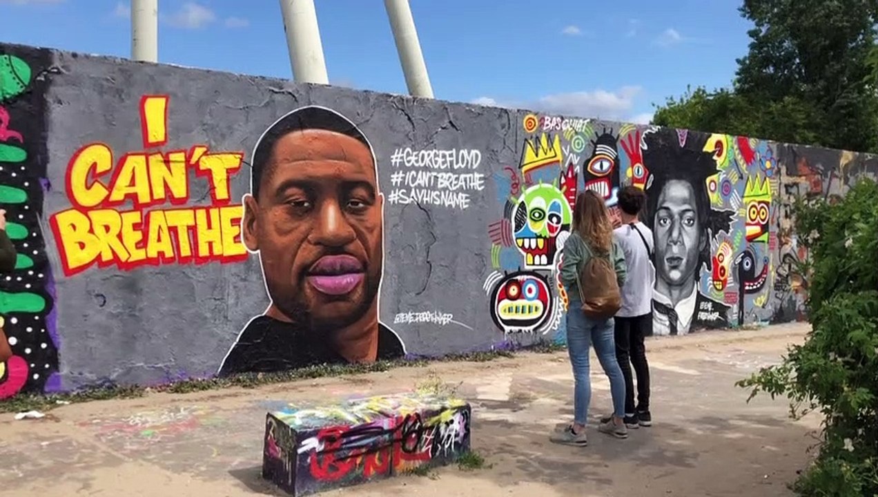 Wandbild in Berlin erinnert an George Floyd