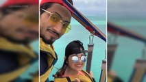 Jannat Zubair-Mr. Faisu Enjoying Parasailing During Their Maldives Vacation