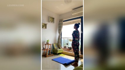 Check out Rubina Dilaik's stress relieving exercise