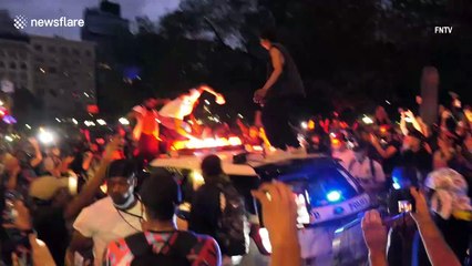 Looting, police cars on fire and violence in New York City during chaotic protests for police killing of George Floyd