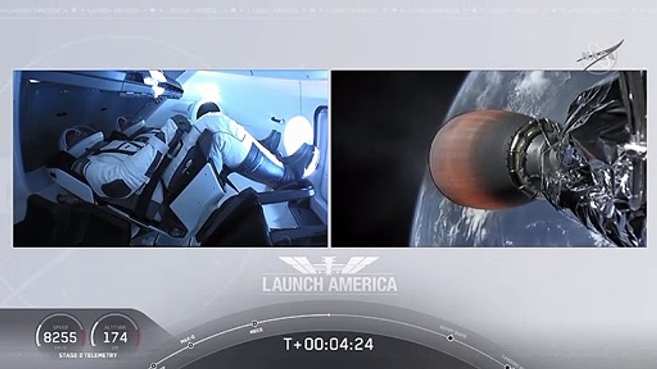 Запуск космичекого корабля Илона Маска SpaceX Crew Dragon (NASA TV HD, 30.05.20)