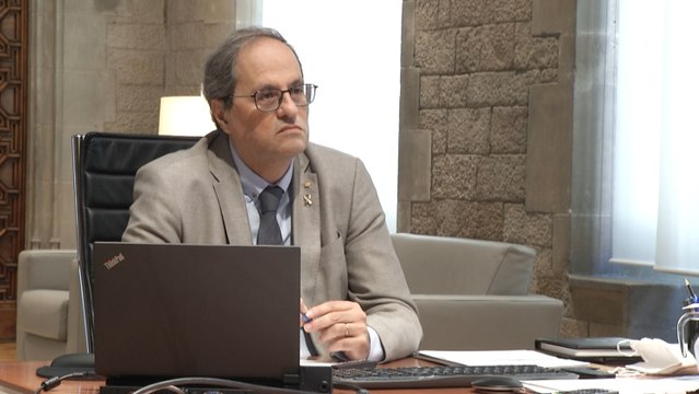 Torra durante la videoconferencia con Pedro Sánchez y los presidentes autonómicos