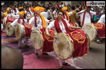 Marathi celebrities participated in the first Kasba Ganapati immersion procession