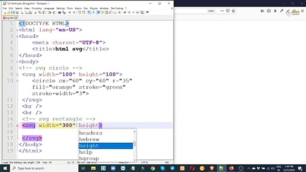 html bangla tutorial _ [part 20] _ html5 bangla tutorial _ svg circle _ svg rectangle _ svg ellipse