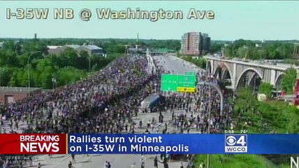 truck drives into protesters