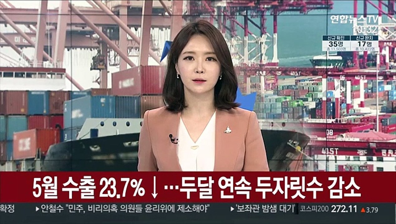 5월 수출 23.7％↓…두달 연속 두자릿수 감소