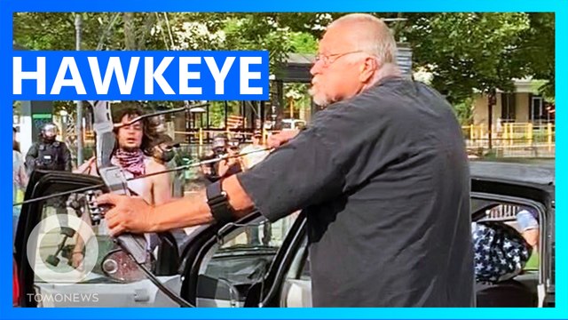 Man Aims Bow and Arrow at 'Black Lives Matter' Protestors