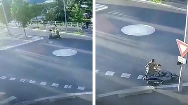 Deux hommes bourrés à scooter tombent juste devant un commissariat