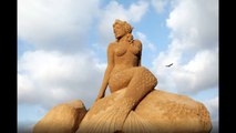 Sand sculptures take shape at the International Sand Sculpture Festival