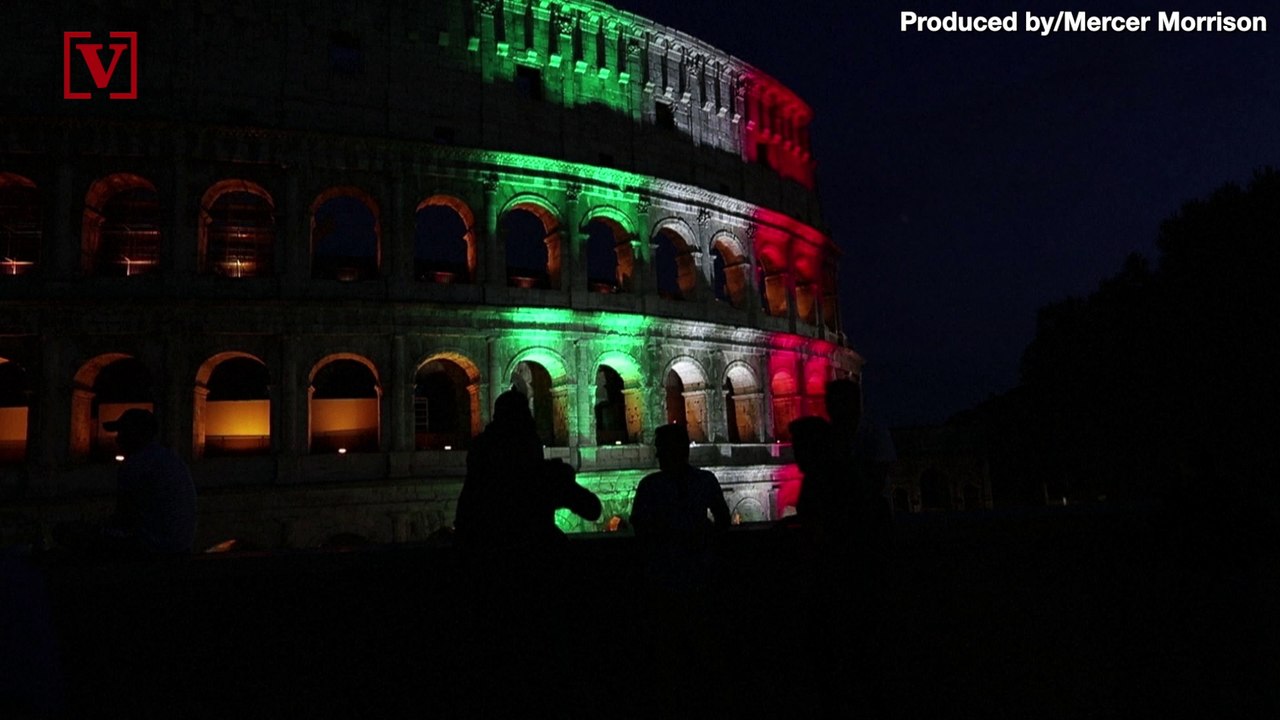 Italian Flag Colors Shine Onto Rome’s Historic Colosseum on Night Before Reopening