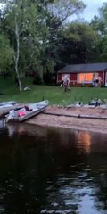 Slippery Dock Leads to Lake Jump Slide