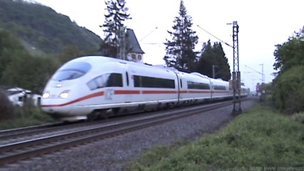 Züge zwischen Hammerstein und Leutesdorf am Rhein, Northrail 1142, SNCF Prima, ICE 3, 151, 3x 185, 143, 2x 425