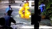 Bike goes up in flames after security guards spray sanitiser in western India