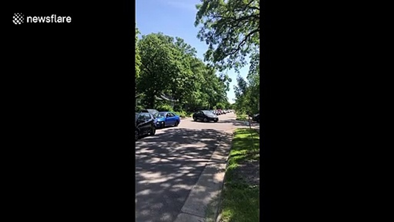 Hundreds of cars queue to donate food as Minneapolis grocery stores destroyed in riots
