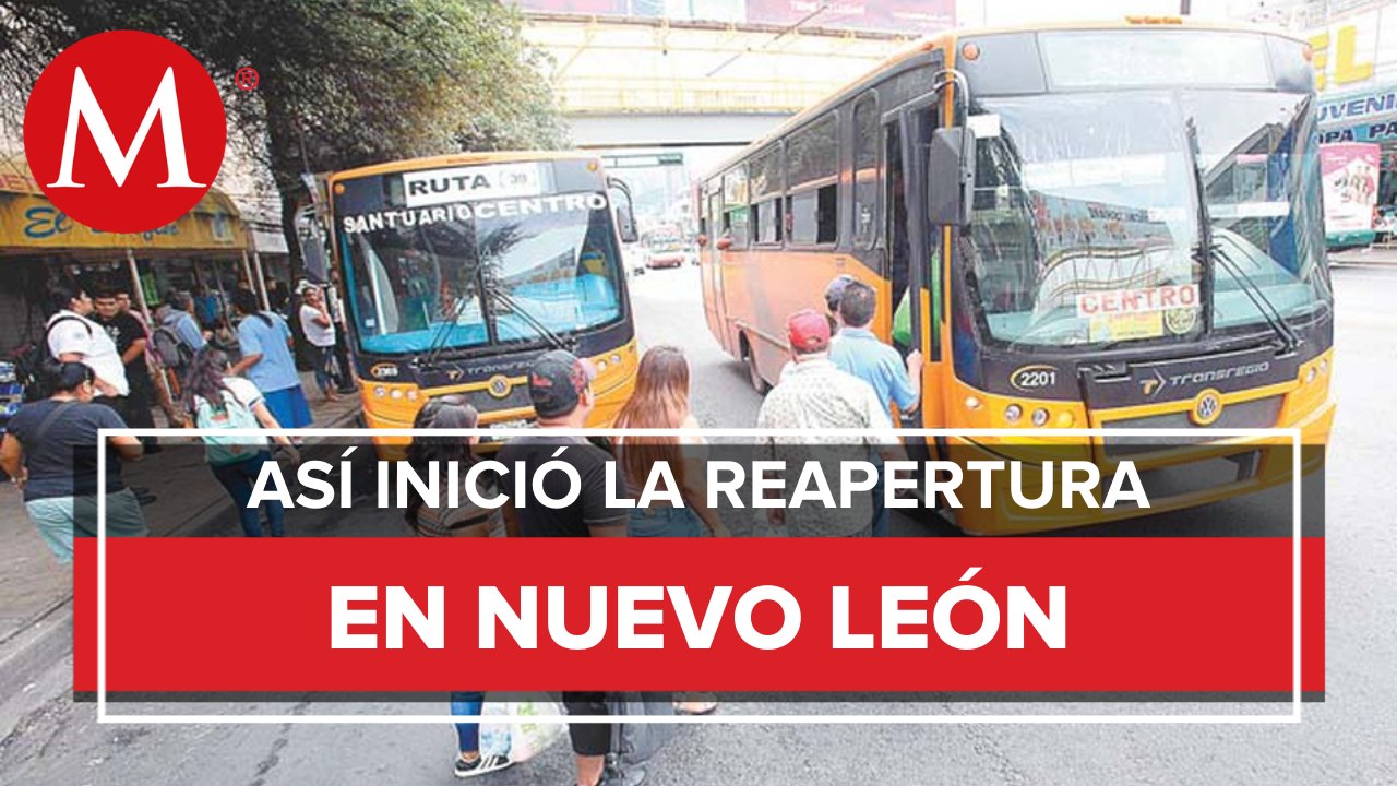 Con largas filas y sin cubrebocas, así fue la reapertura de transporte en Monterrey