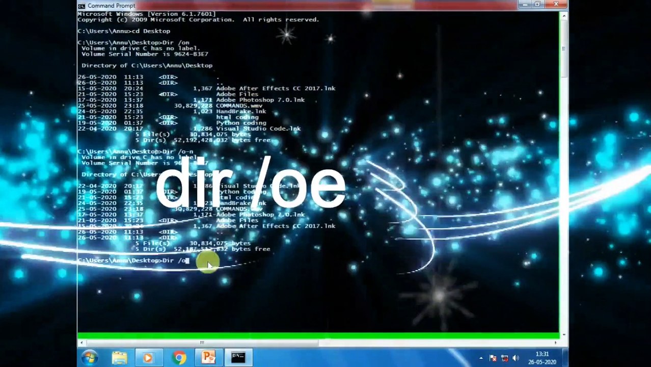 Dir command in command prompt with options # hindi
