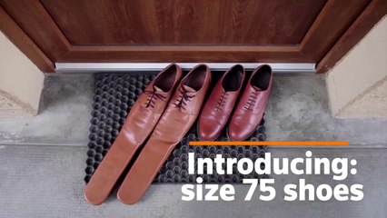 A pair of size 75 shoes to ensure social distancing