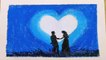 Romantic couple night scenery drawing with pastels step bystep