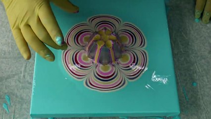 (378) CUP BOTTOM acrylic pour painting _ Reverse flower dip _ Paint #WithMe