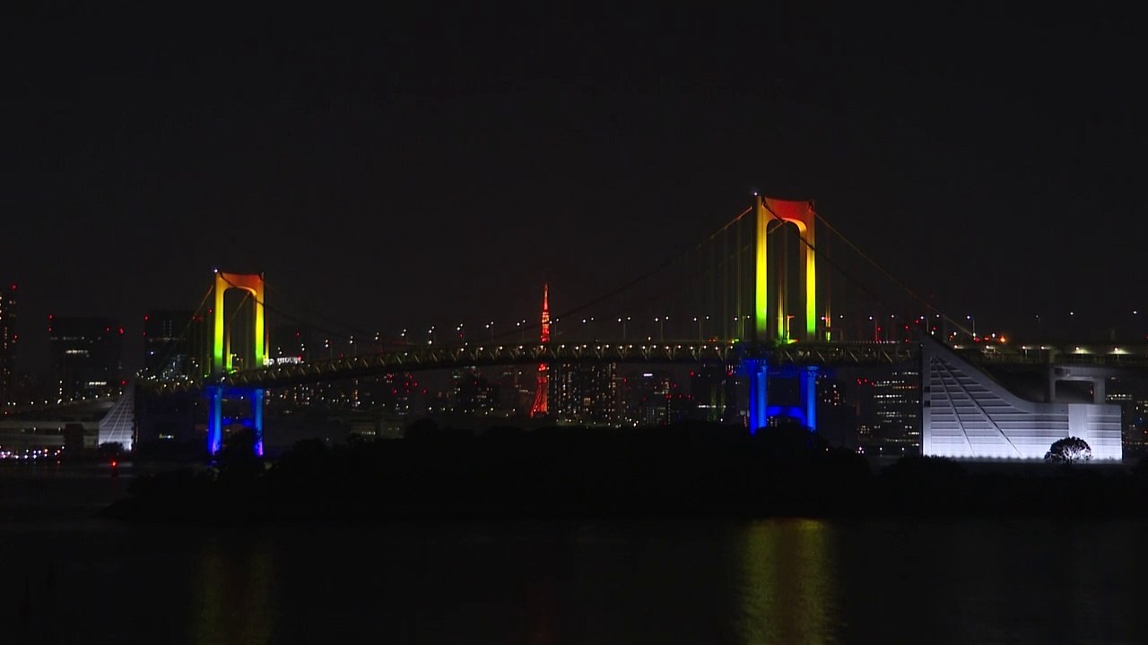Tokyo's Rainbow Bridge turns red after alert issued amid Covid-19 cases surge